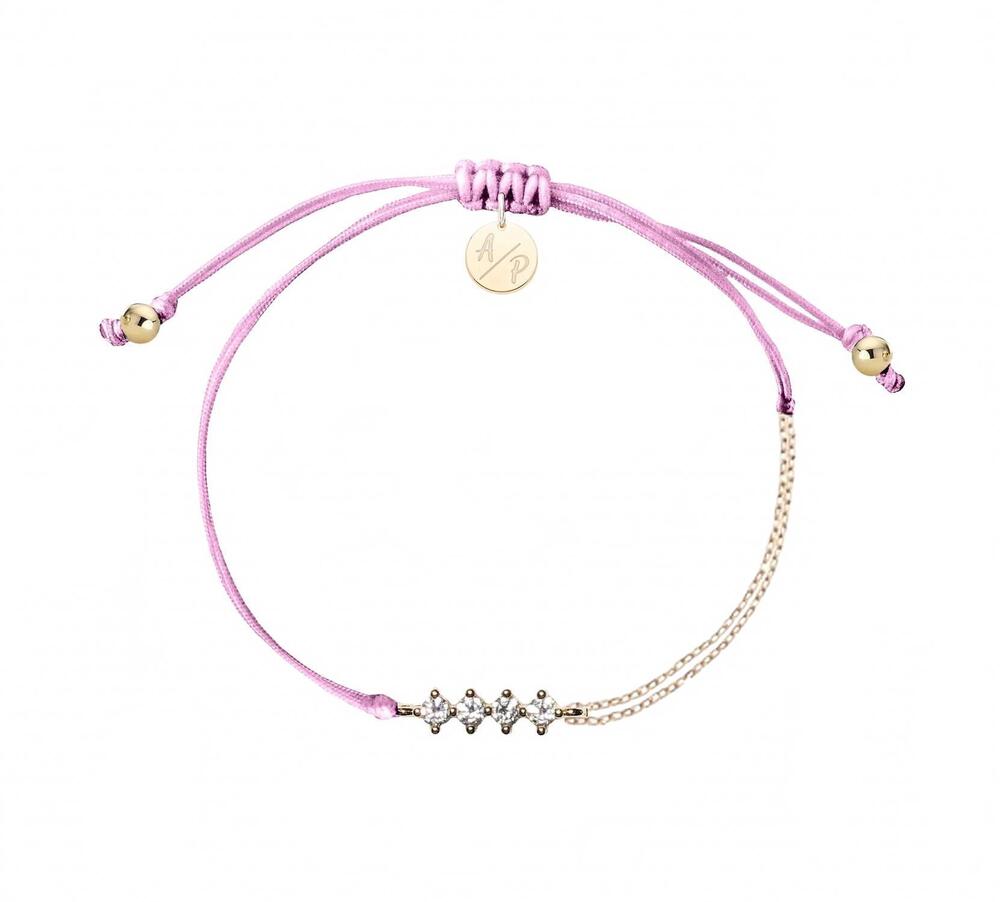 NEW ADRIANA PAPPAS women's cz crystal bar bracelet on colored cord in orchid